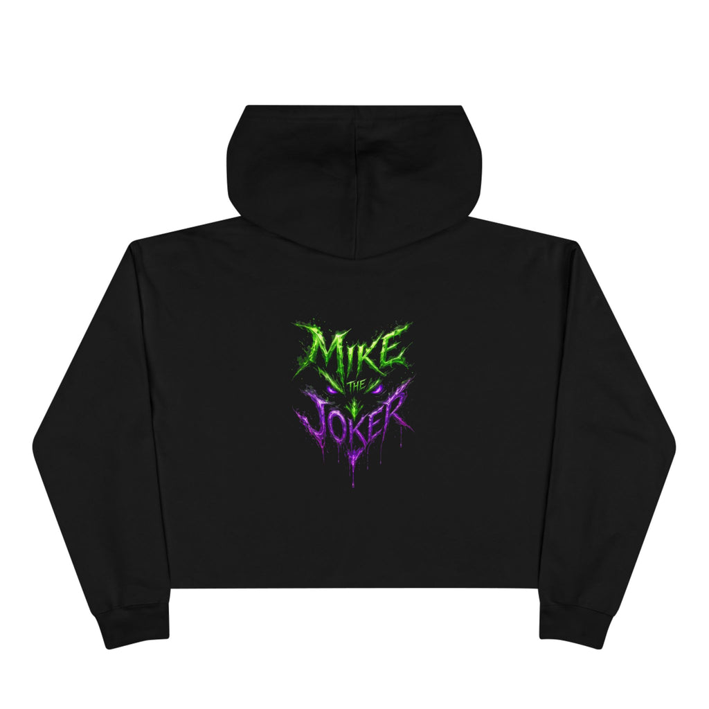 Crop Hoodie — 'Mixe Joker' Minimal Front / Bold Back Graphic Cropped Hoodie