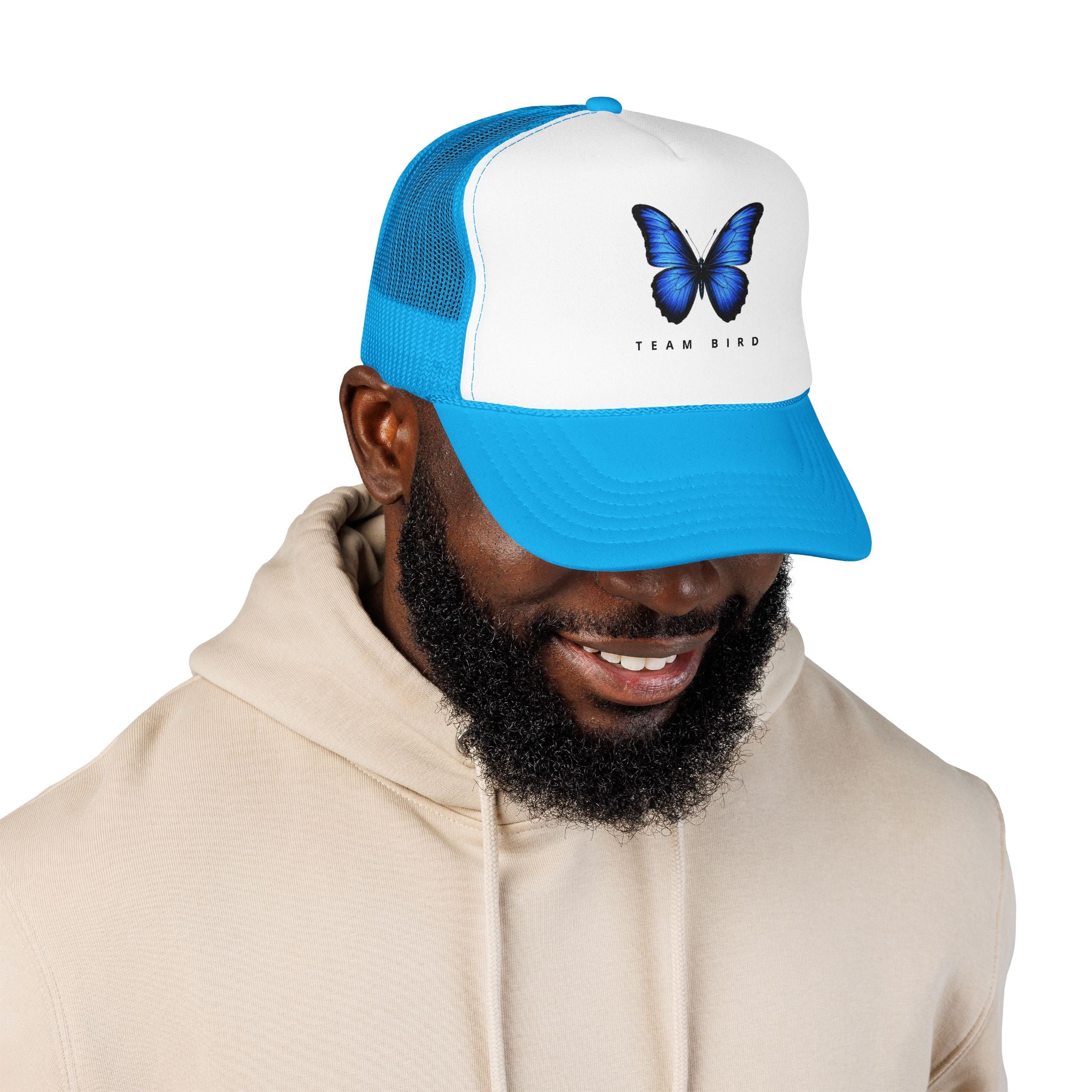 Blue Butterfly Trucker Hat — Vibrant Monarch-Inspired Foam Cap