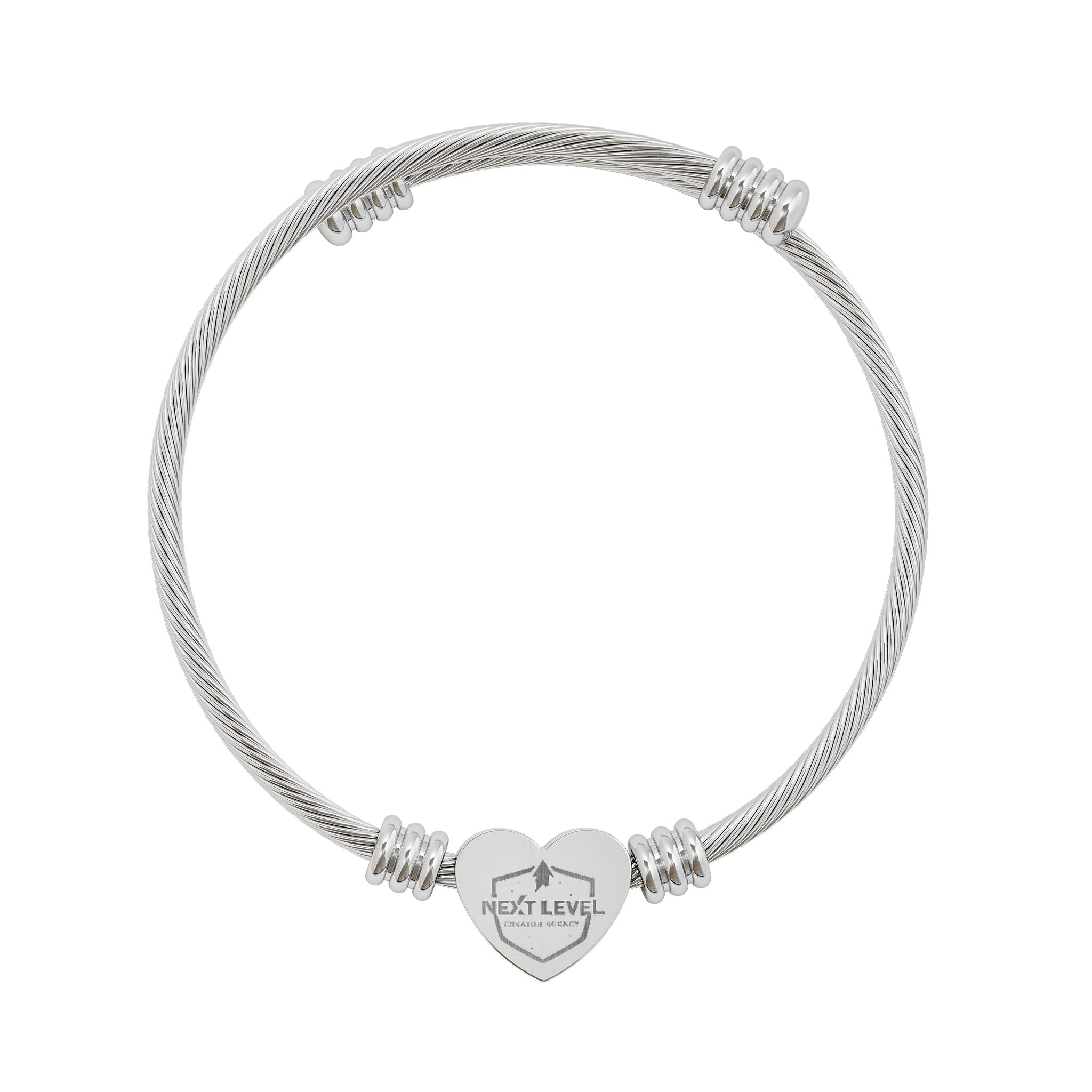NLC Engravable Heart Cuff Bracelet — Personalized Minimalist Wire Bangle