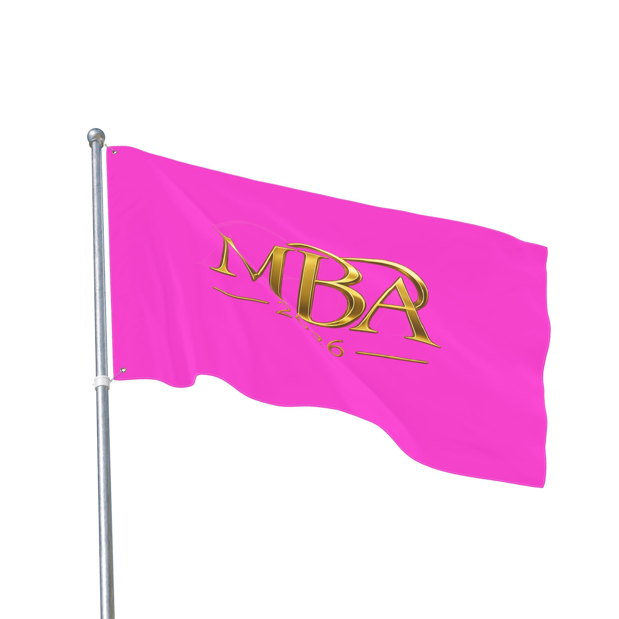 MBA 2026 Double-Sided Flag — Pink Gold Graduation Banner