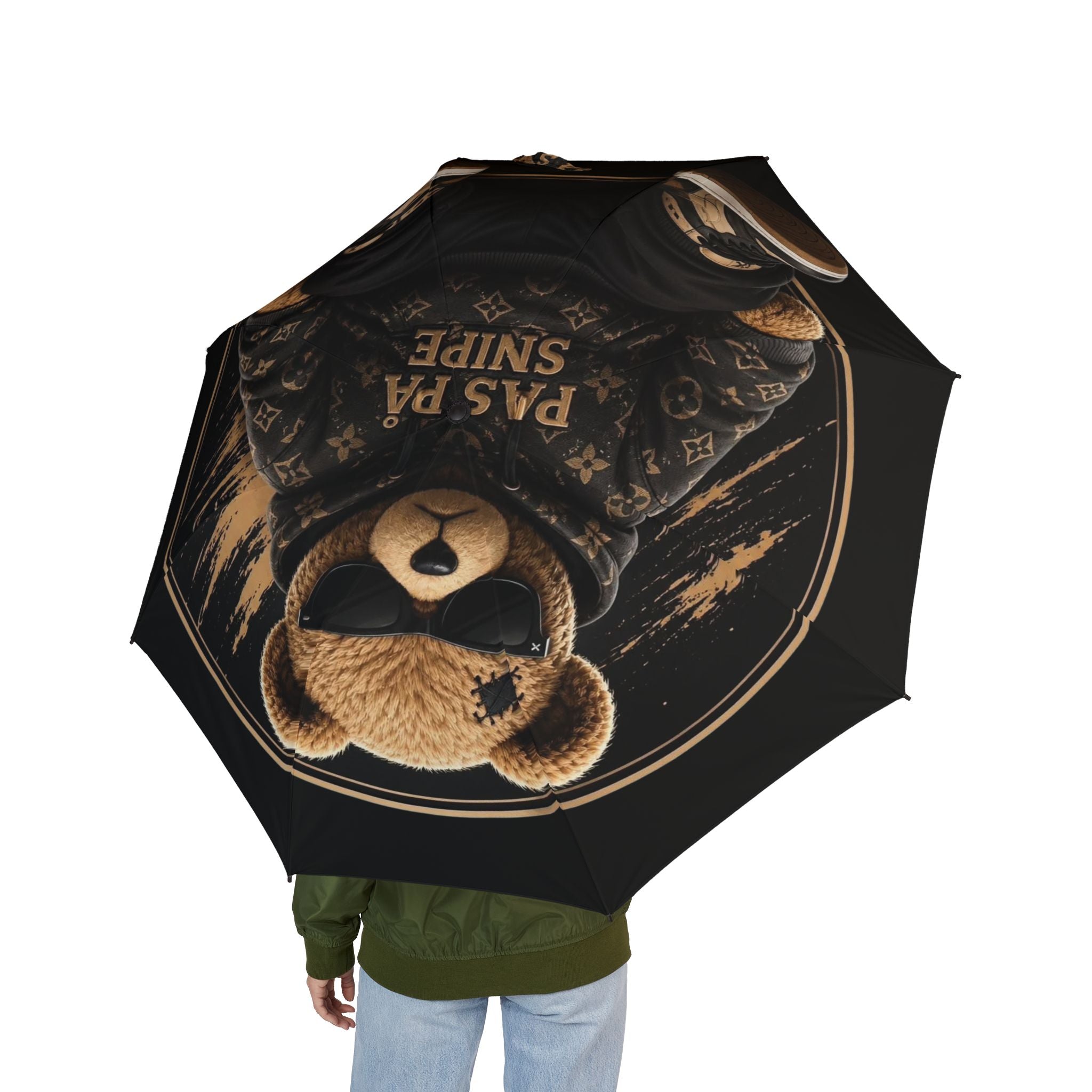 Teddy Bear Sniper Foldable Umbrella - Semi-Automatic Compact Rain Parasol
