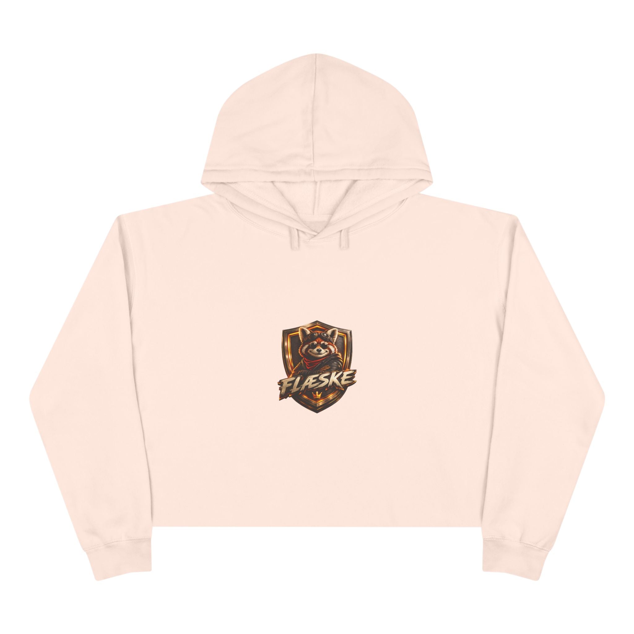 Raccoon Shield Crop Hoodie — Flaeske Gamer Logo Cropped Hoodie