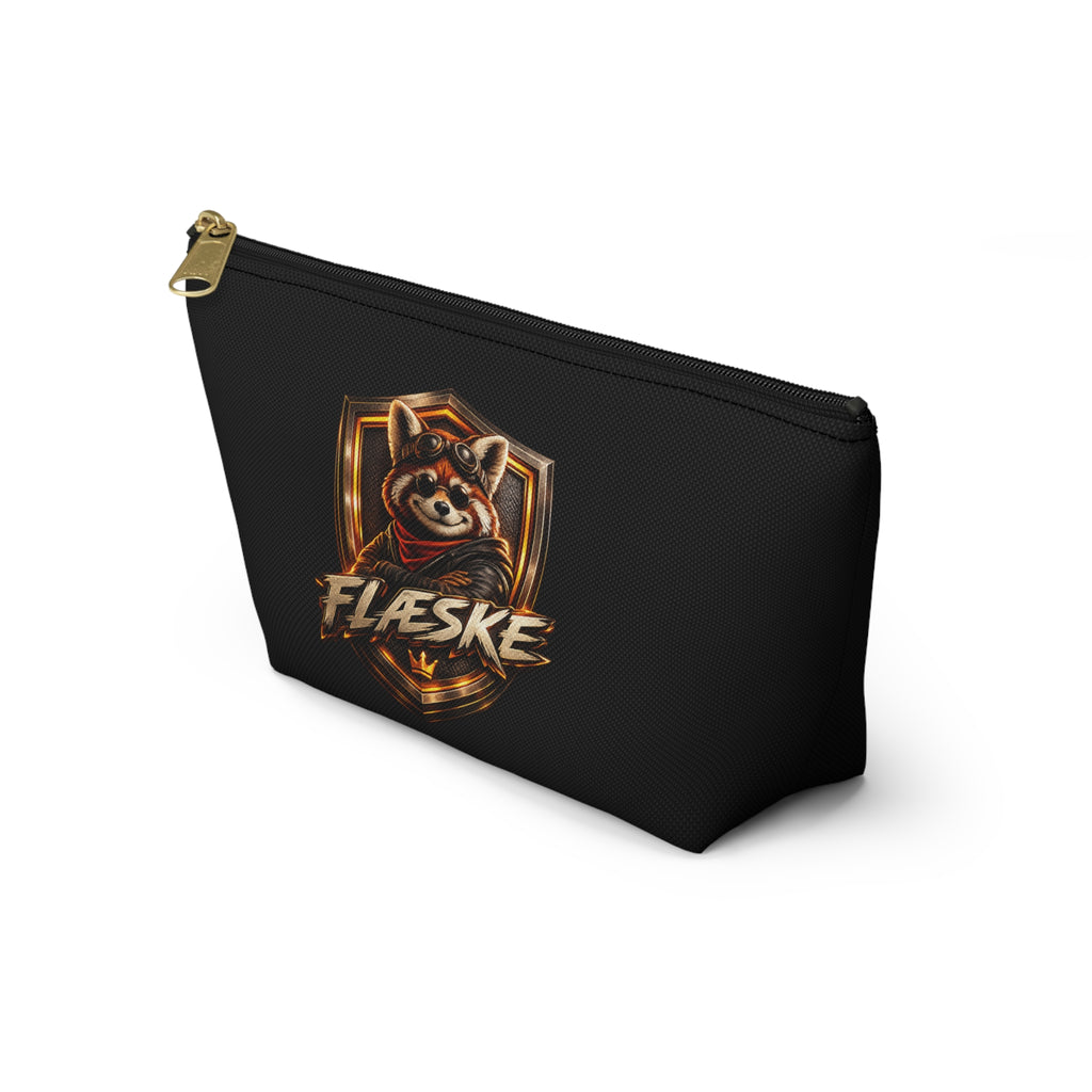 Flæske Red Panda Emblem Accessory Pouch — T‑Bottom Makeup & Gadget Organizer
