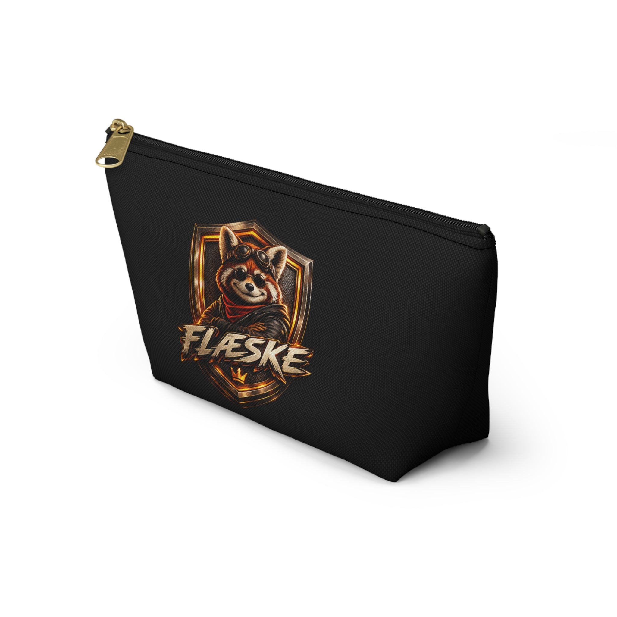 Flæske Red Panda Emblem Accessory Pouch — T‑Bottom Makeup & Gadget Organizer