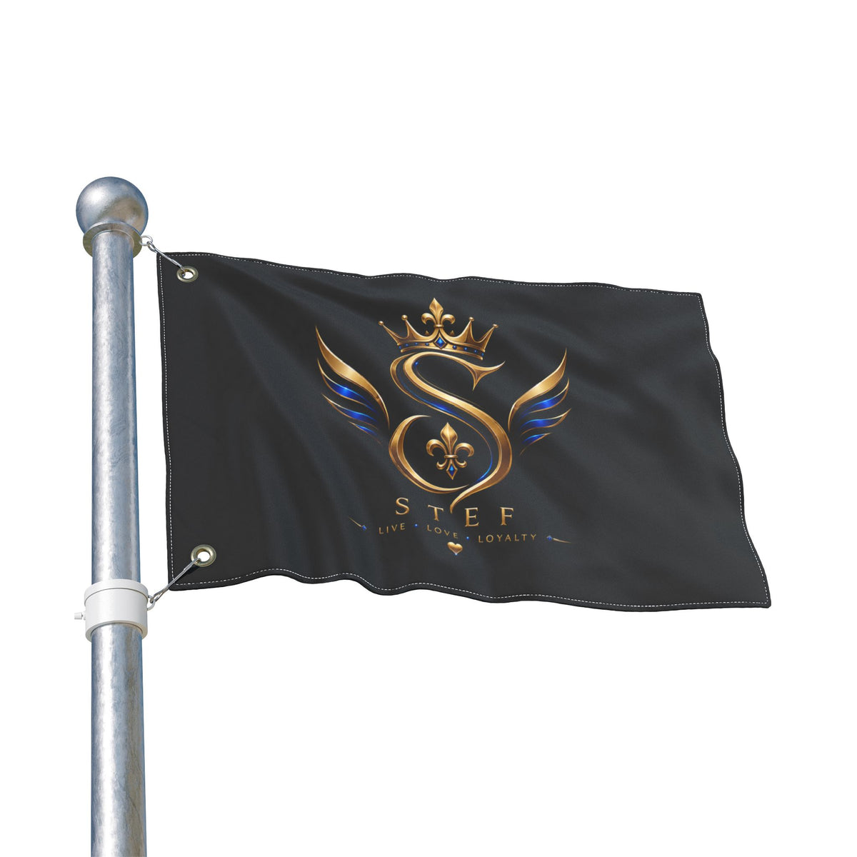 Monogram 'S' Crown Double-Sided Flag — Personalized Stef Luxe Emblem