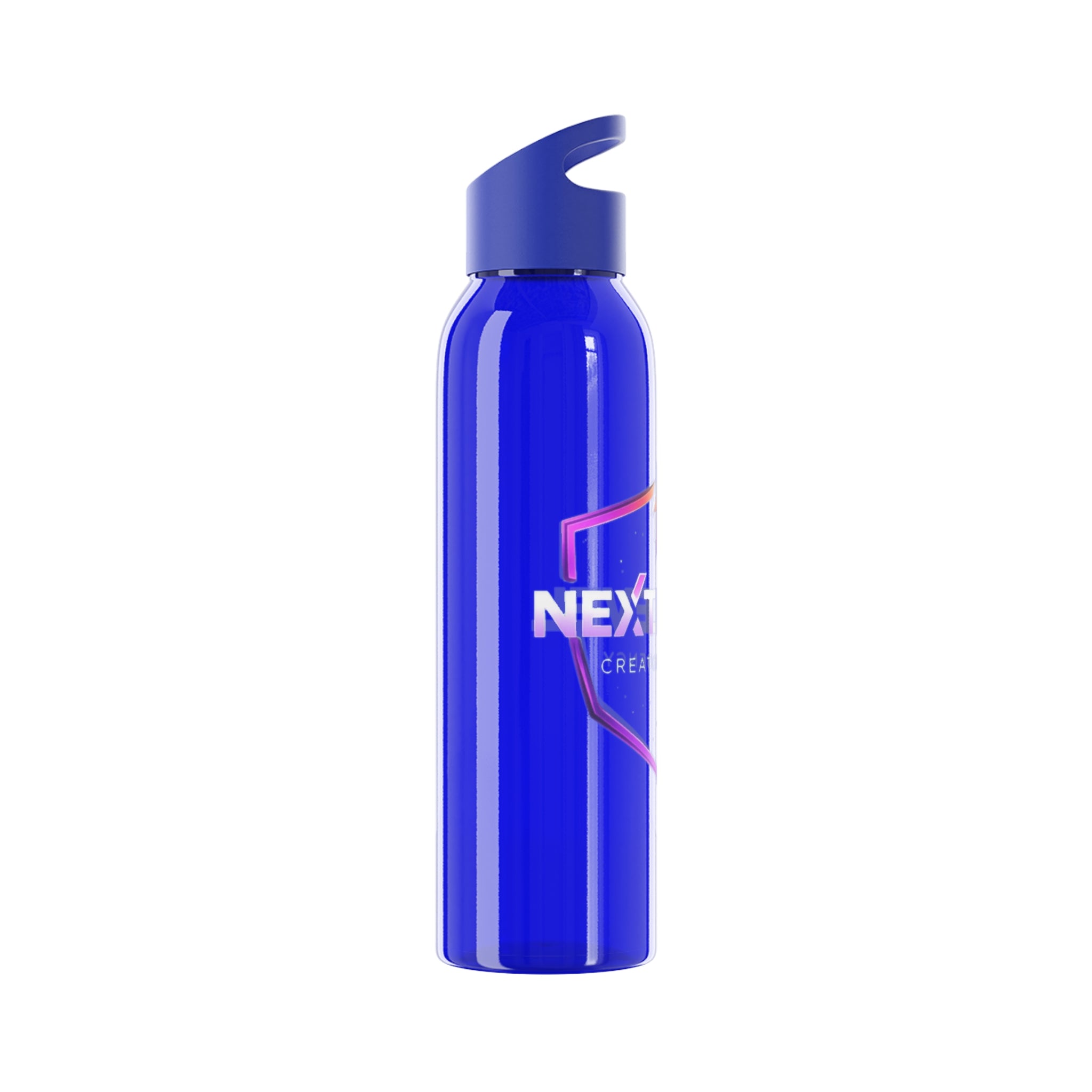 Sky Water Bottle — Clear Bottle with Gradient Arrow Logo (Next Level Creator Agency)