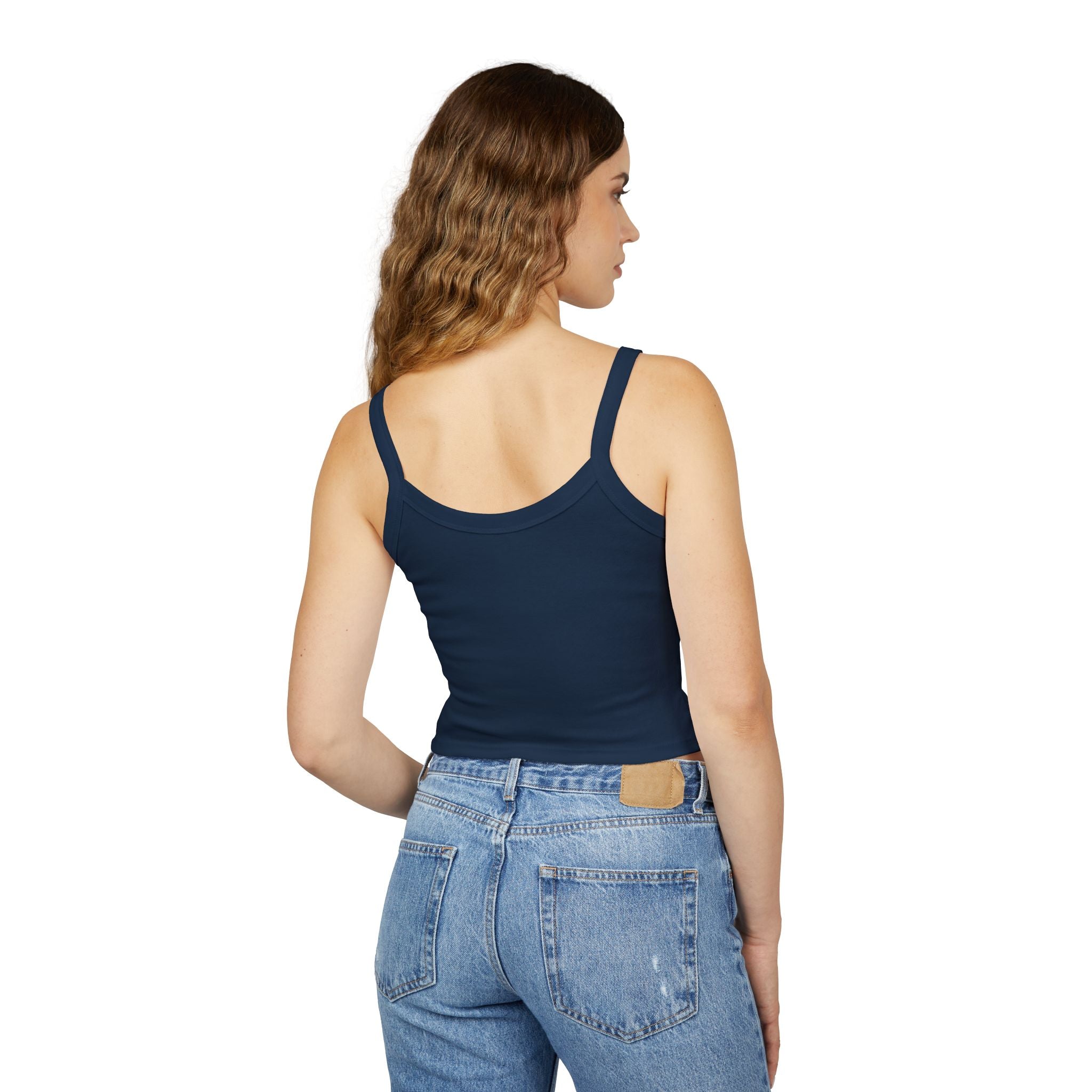 Blue Butterfly Crop Tank — "Team Bird" Women's Spaghetti Strap Top