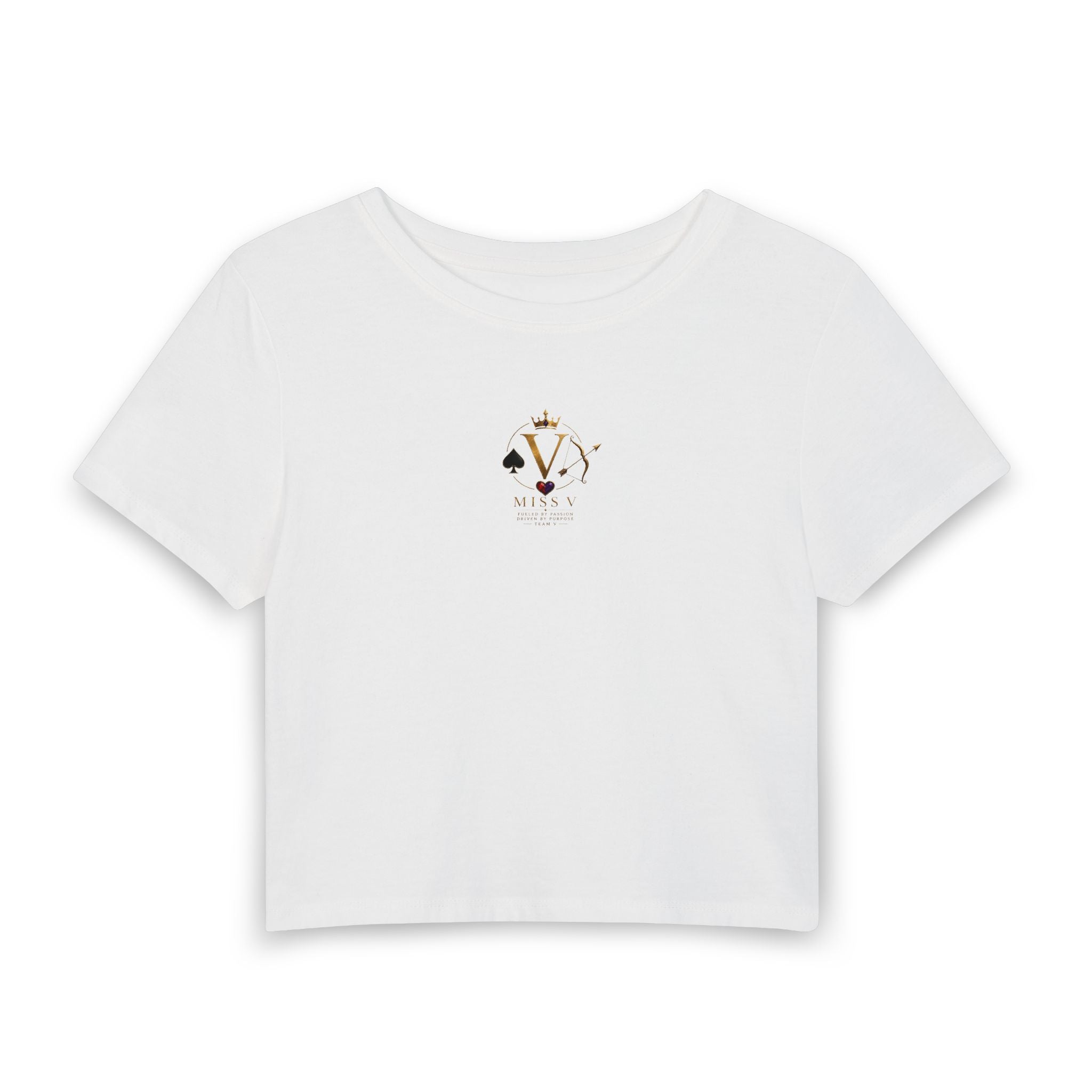 Miss V Mini Tarot Vibes Baby Tee - Small Chest Cardistry Graphic Women's Crop Top