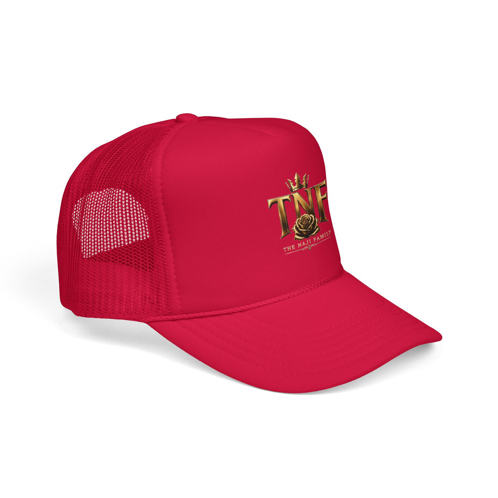 TNF Gold Rose Trucker Hat — The Dark Family Logo Foam Cap