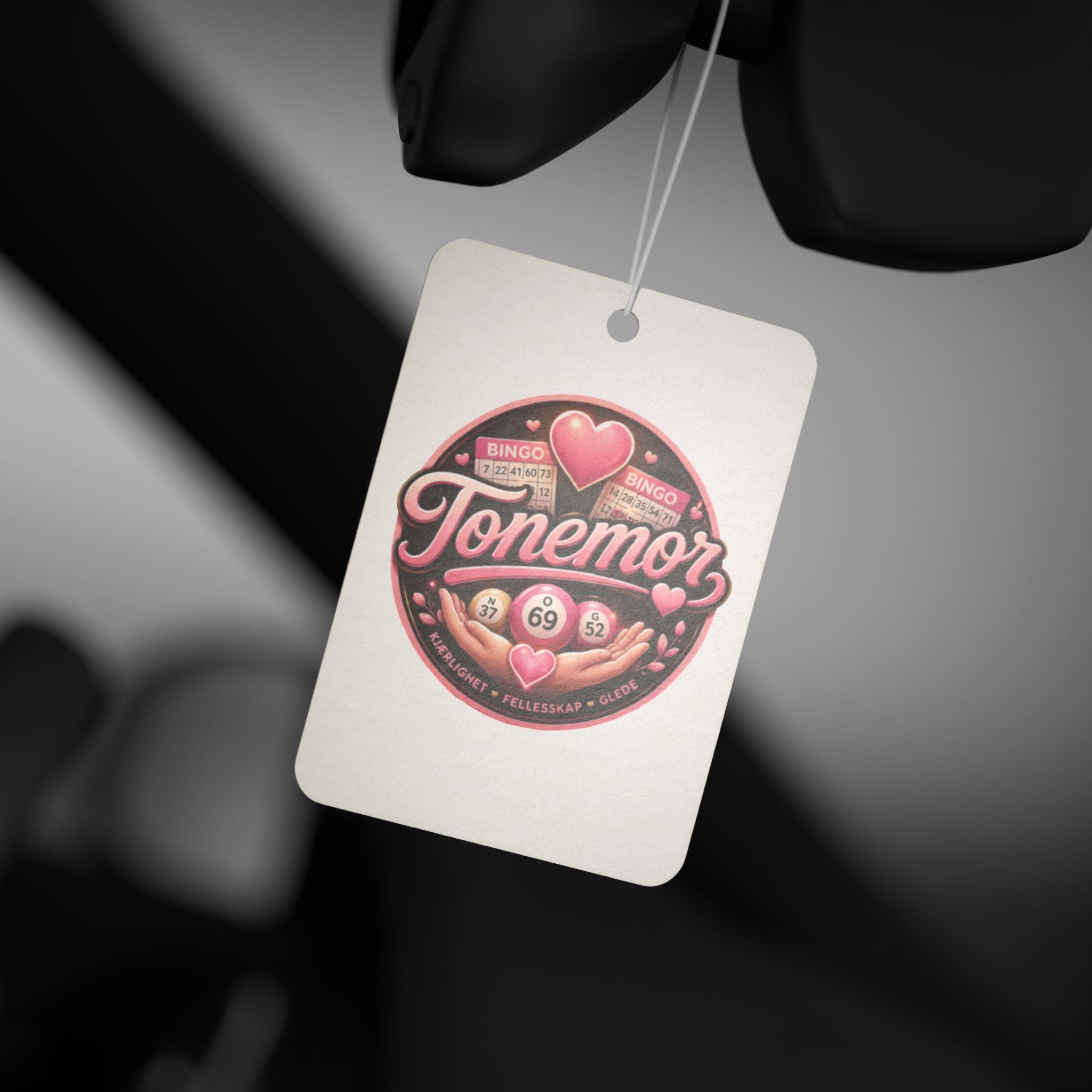 Car Air Freshener — Vintage Pink "Tonemoz" Heart Badge Scented Ornament