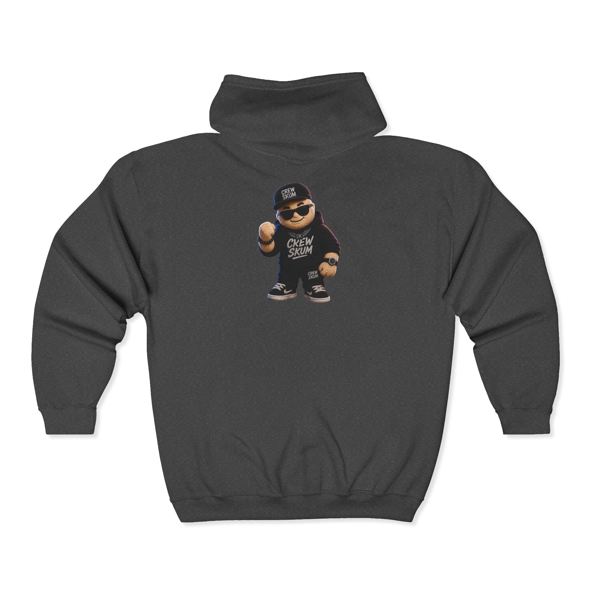 Hip-Hop Character Zip Hoodie — Cool Kid Graphic Full-Zip Sweatshirt