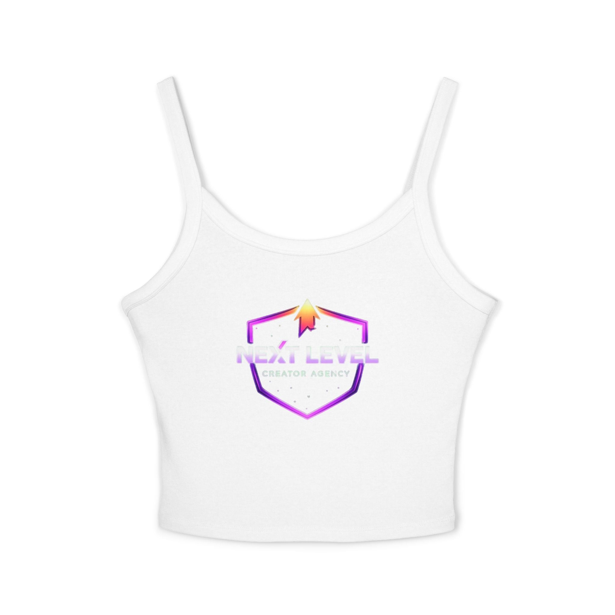 Spaghetti Tank Top — "NLC" Gold Crown Playing Card Logo Crop