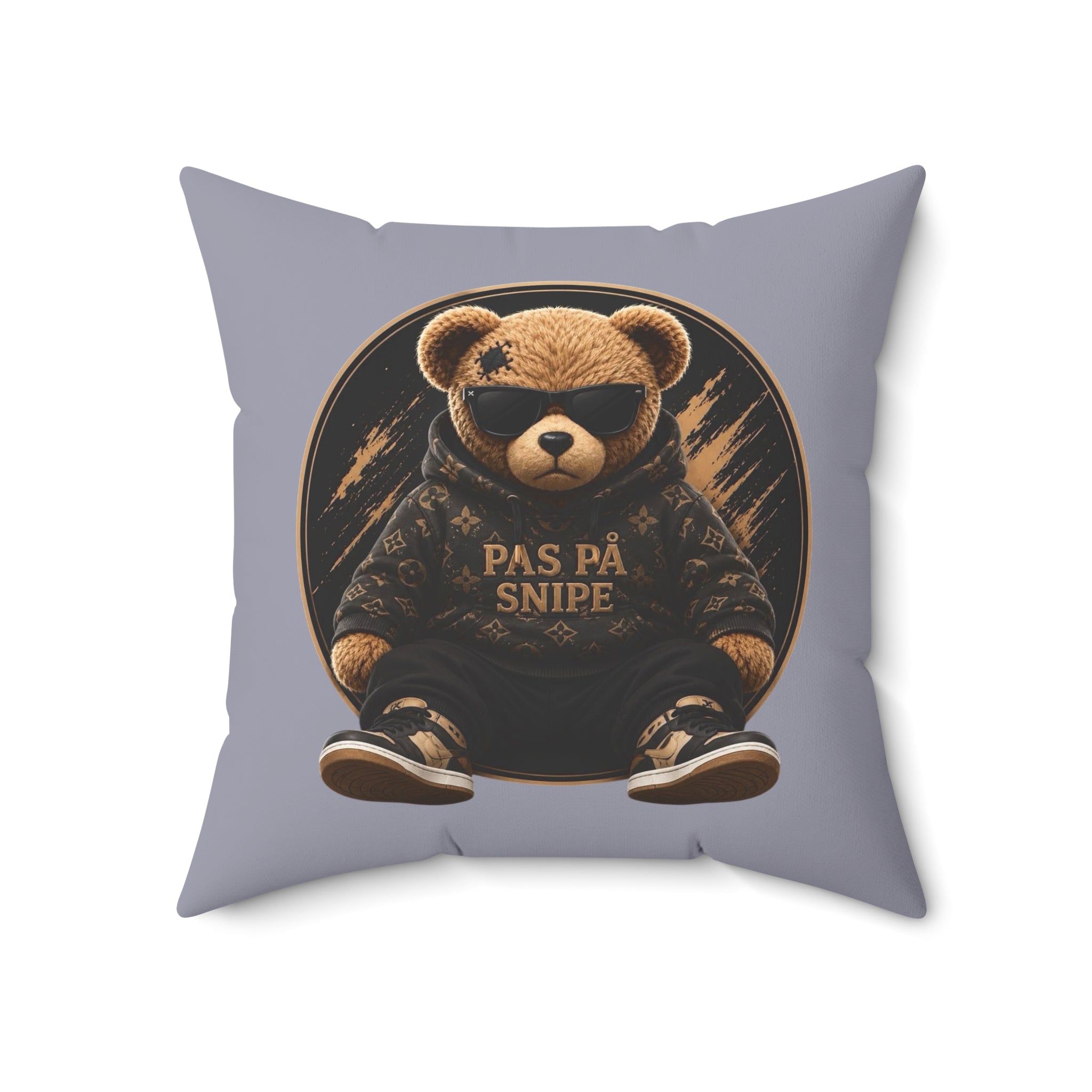 Teddy Bear 'Pas På Snipe' Decorative Pillow — Cozy Scandinavian Accent Pillow