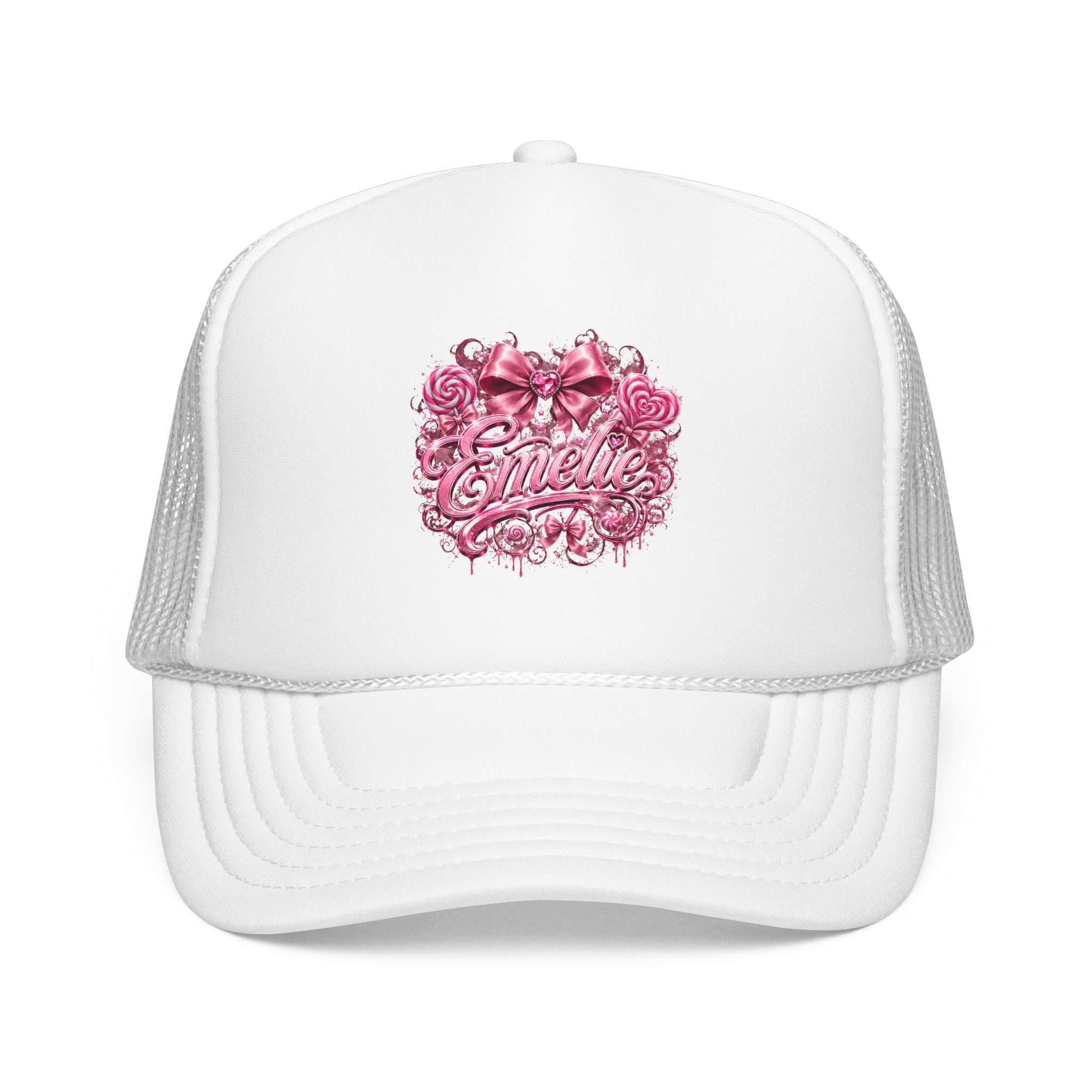 Trucker Hat — Pink Floral 'Enele' Bow Logo