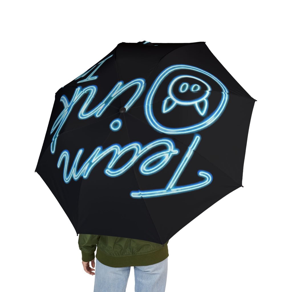 Neon Love Foldable Umbrella — Semi‑Automatic Compact Rain Parasol
