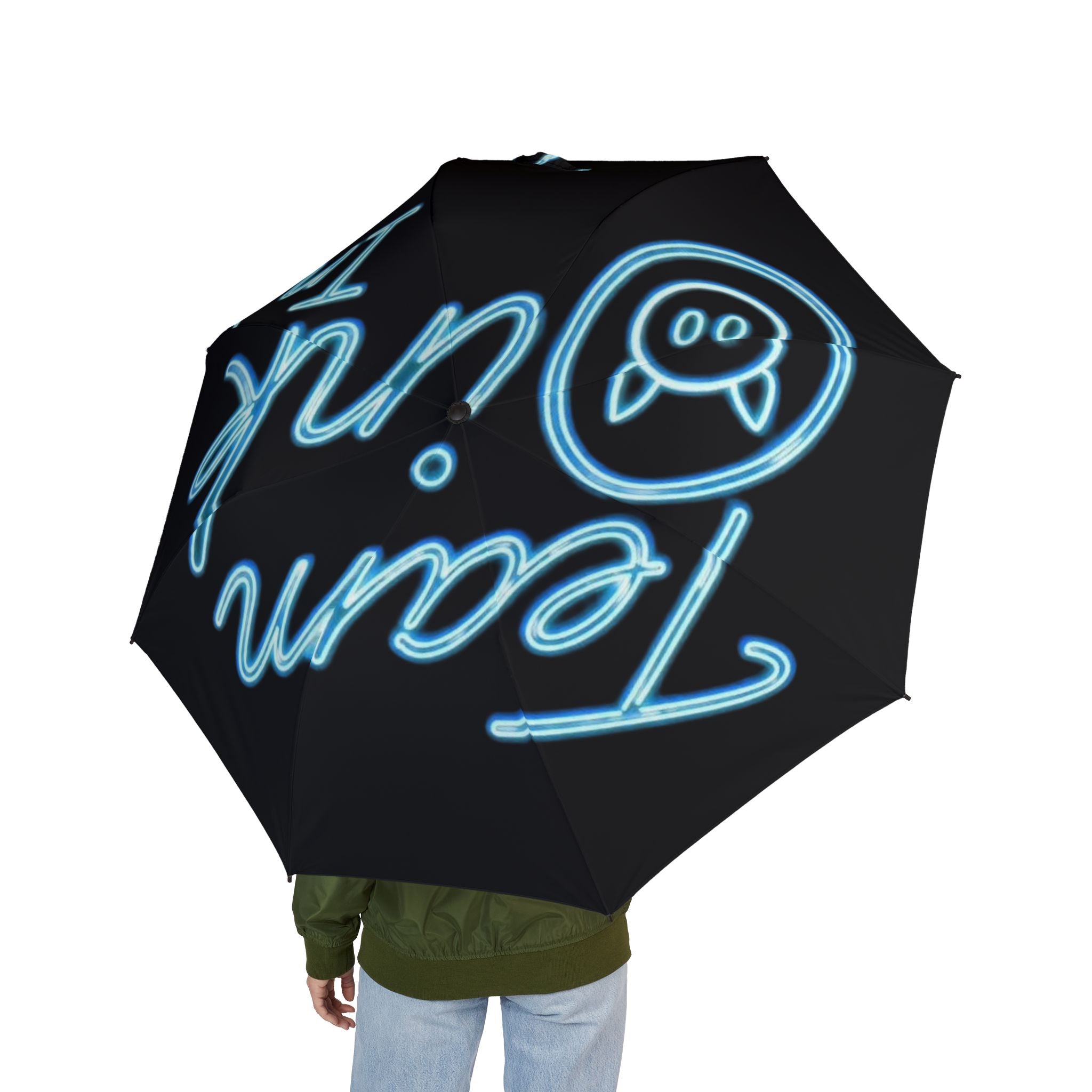 Neon Love Foldable Umbrella — Semi‑Automatic Compact Rain Parasol
