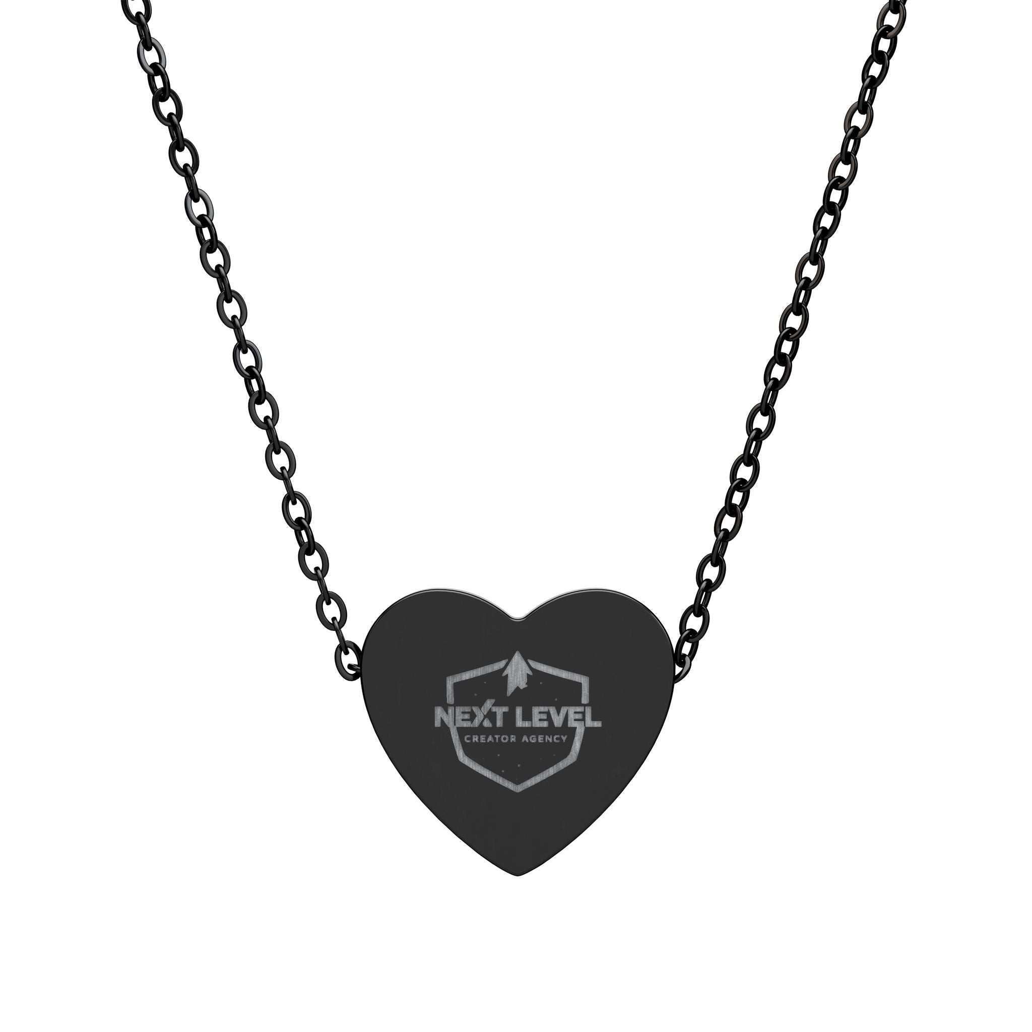 NLC Engraved Heart Necklace — Personalized Crown & Initial Pendant