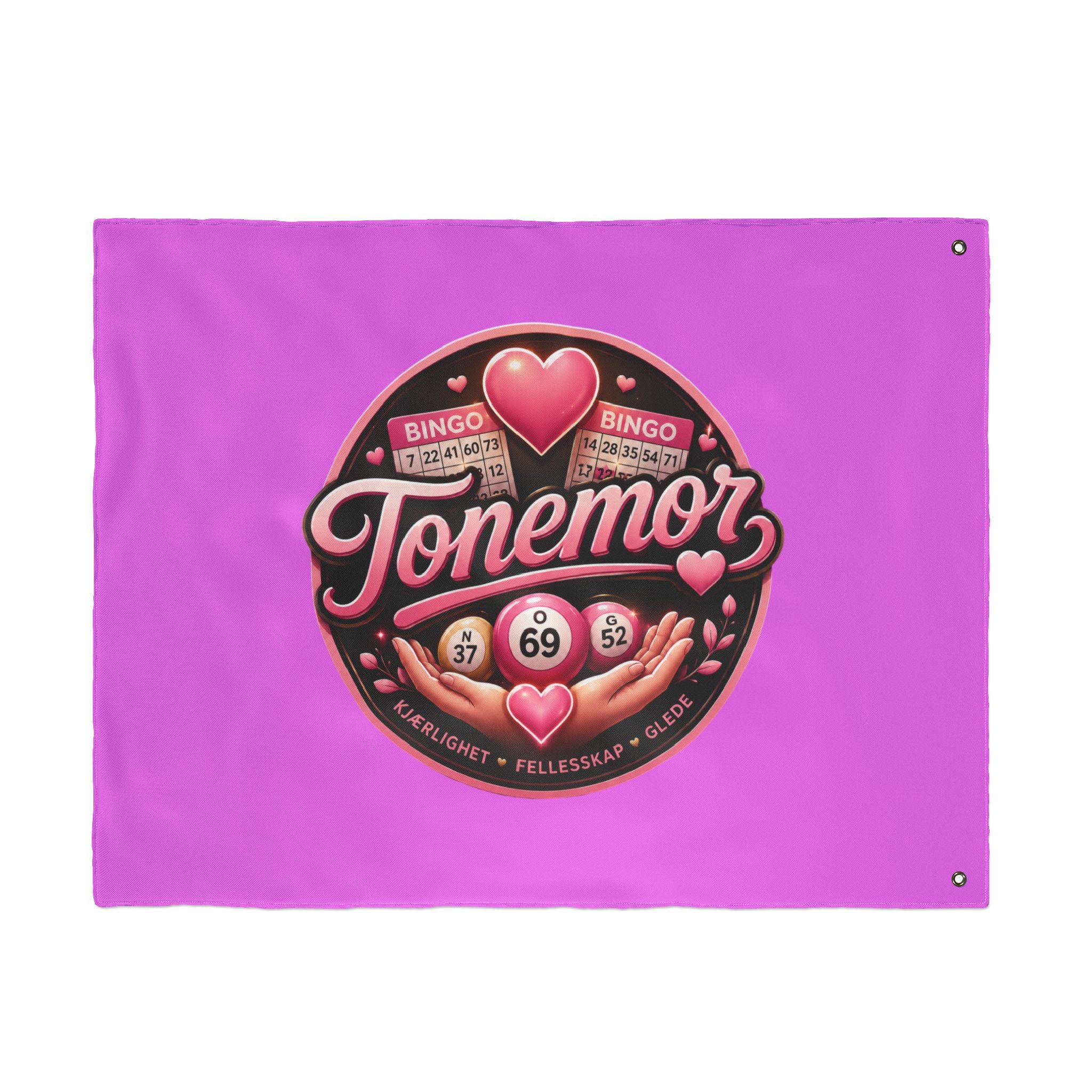 Tonemor Bingo Hearts Flag — Double-Sided Pink Decorative Flag