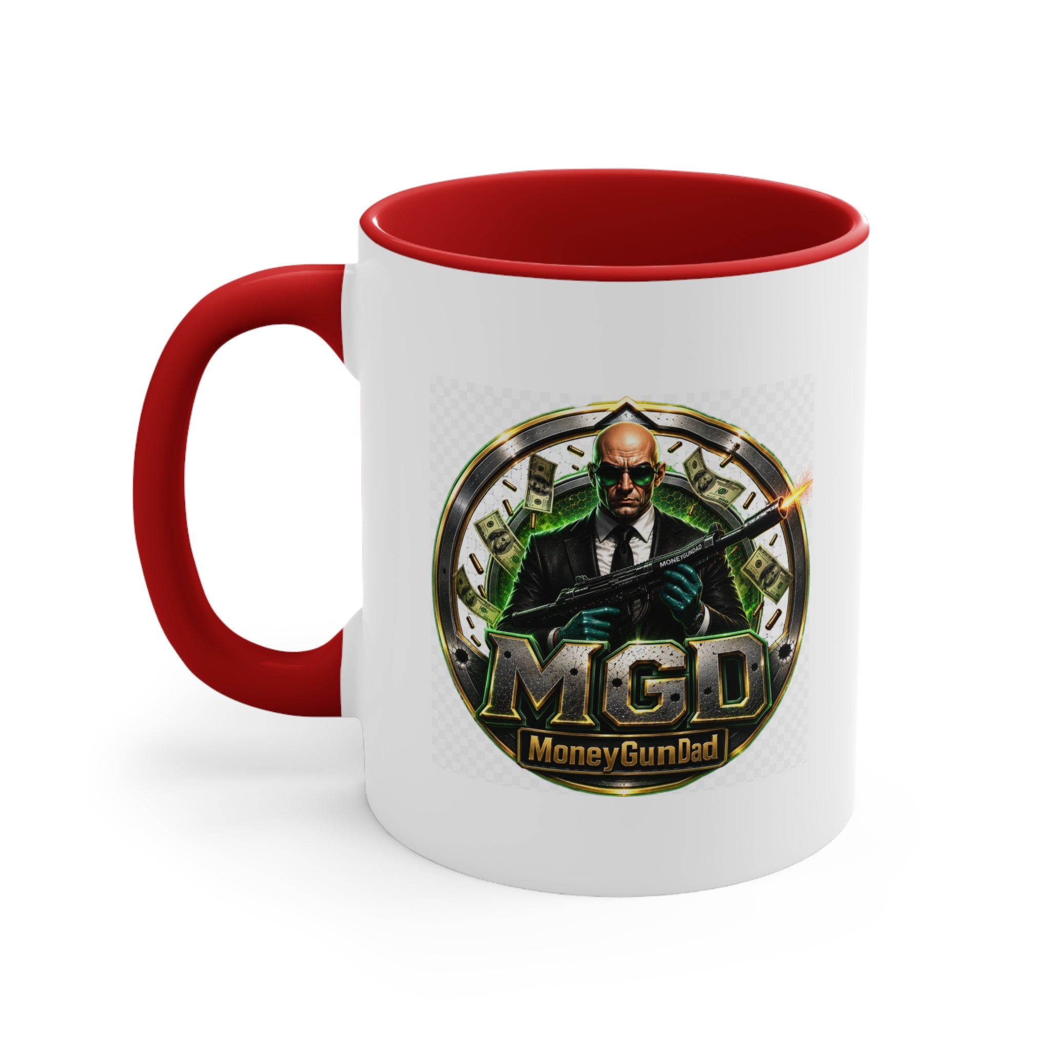MoneyGunDad Accent Mug — Gamer/Streamer Logo Coffee Cup