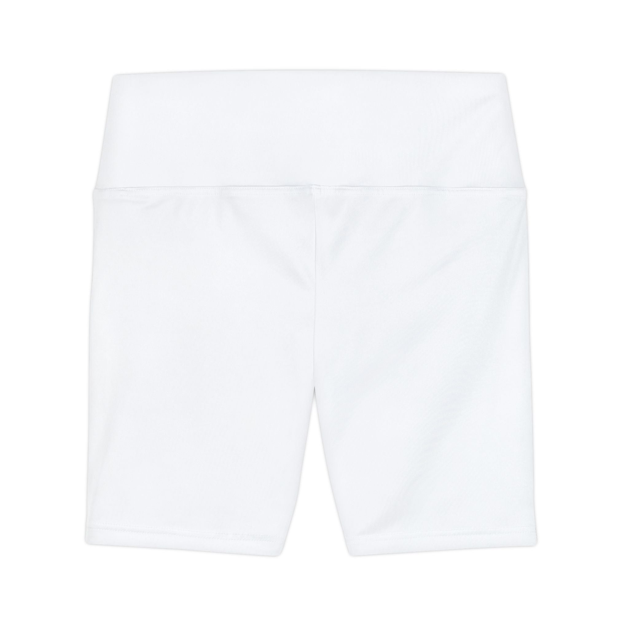 White Yoga Bike Shorts with Minimal Crown Logo — Women's Workout Shorts