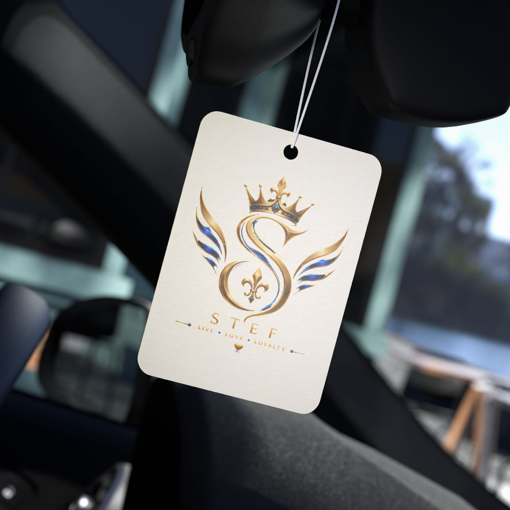 Monogram S Crown Car Air Freshener — Elegant Gold Fleur-de-Lis Design