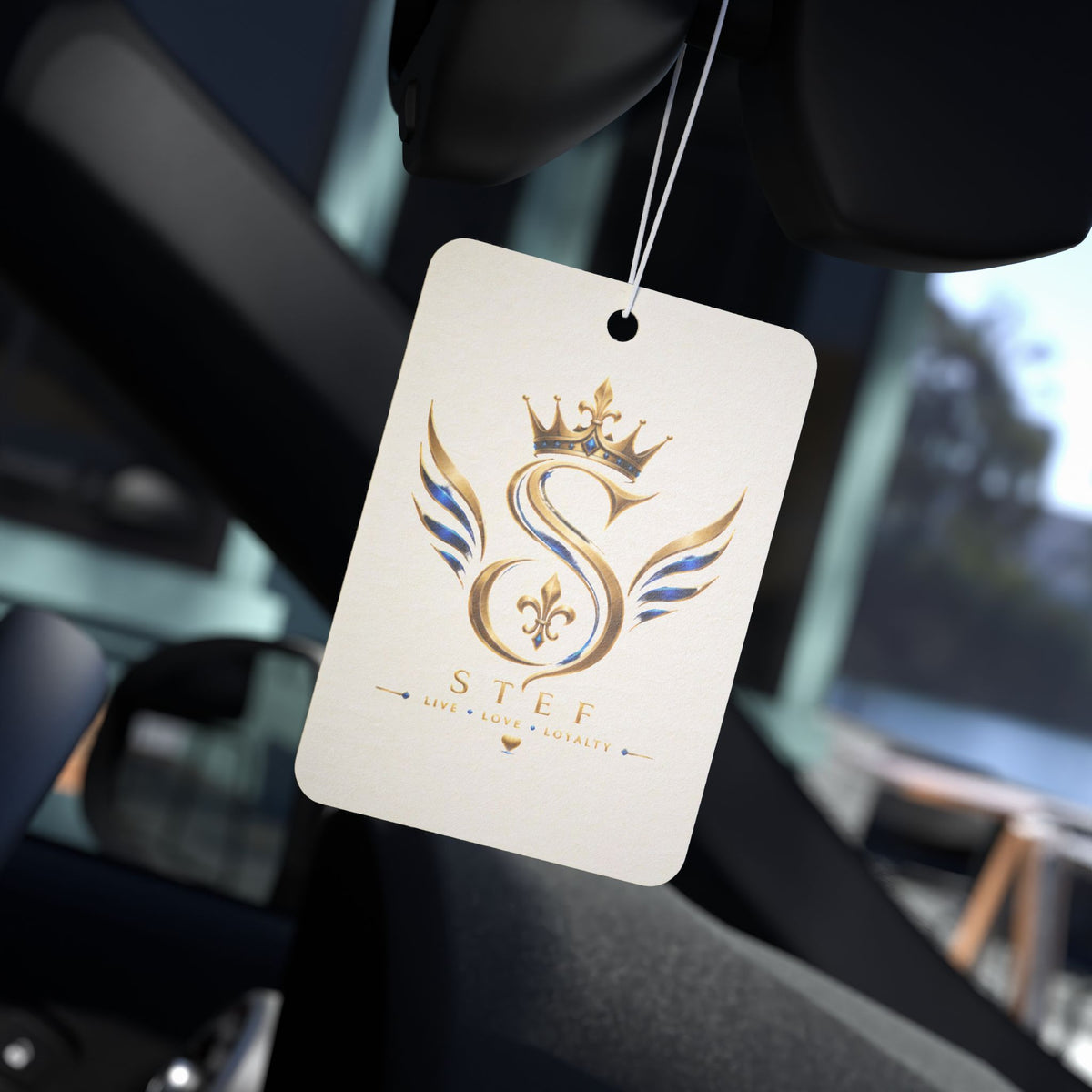 Monogram S Crown Car Air Freshener — Elegant Gold Fleur-de-Lis Design