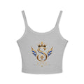Crowned S Monogram Crop Tank Top — Gold & Blue Regal Spaghetti-Strap