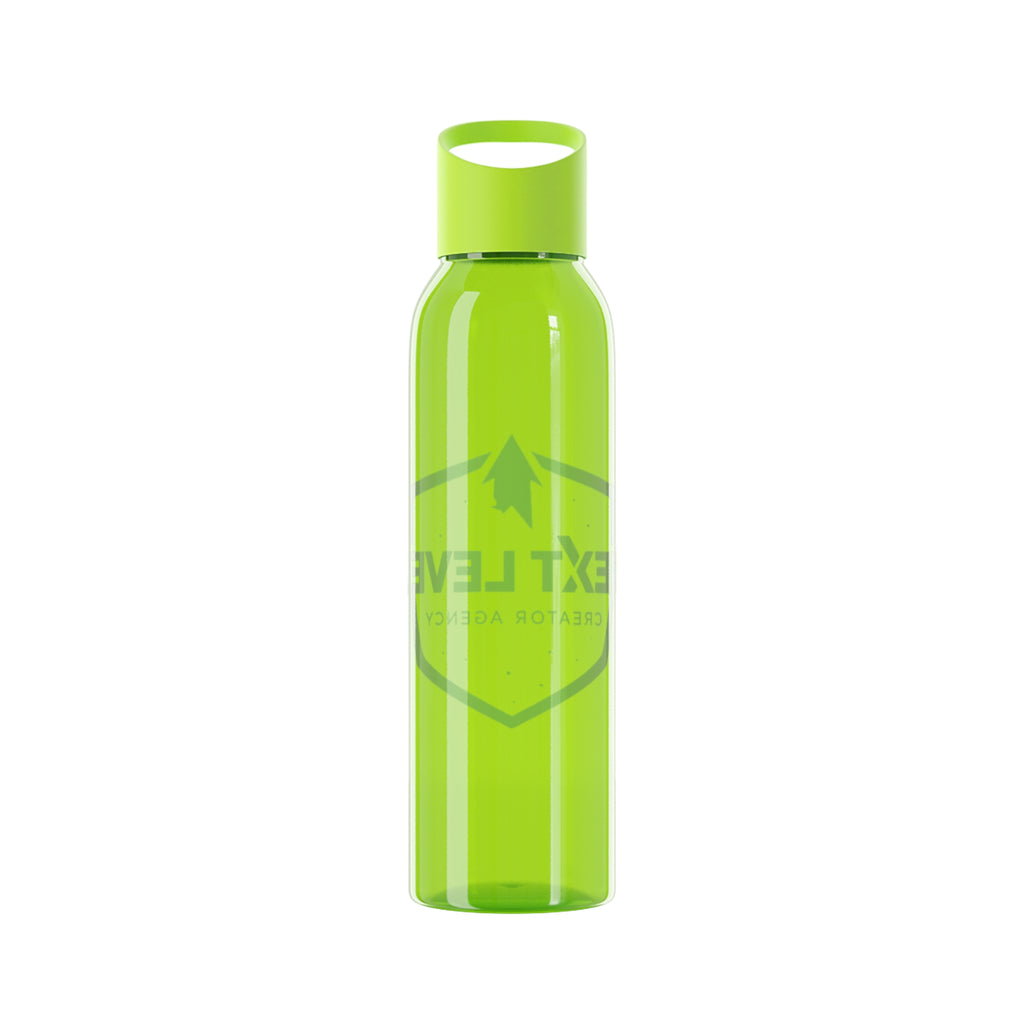 Sky Water Bottle — Clear Bottle with Gradient Arrow Logo (Next Level Creator Agency)