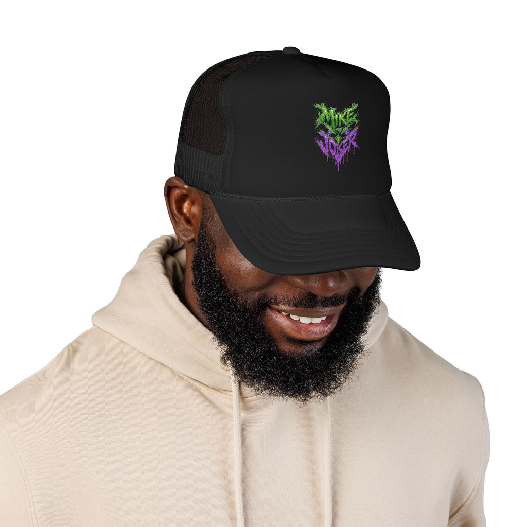 Trucker Hat with Neon Grunge Heart Logo