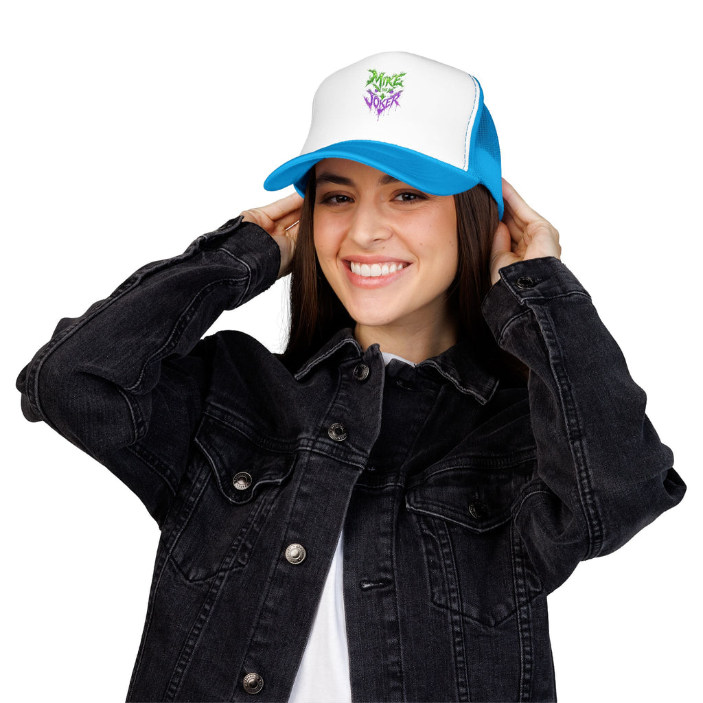 Trucker Hat with Neon Grunge Heart Logo