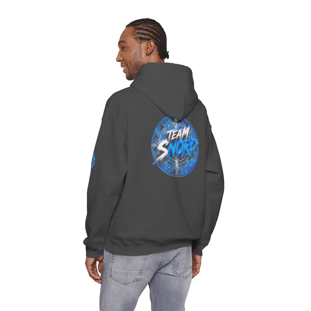 Nord Globe Hoodie — Blue Vintage Graphic Hooded Sweatshirt