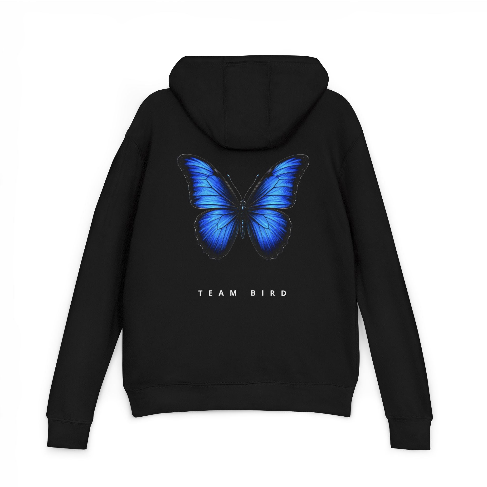 Butterfly Graphic Hoodie — "Team Bird" Blue Wing Pullover