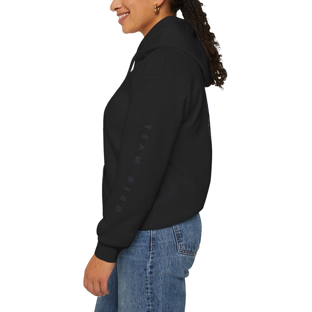 Butterfly Hoodie — "Team Bird" Blue Butterfly Graphic Hooded Sweatshirt