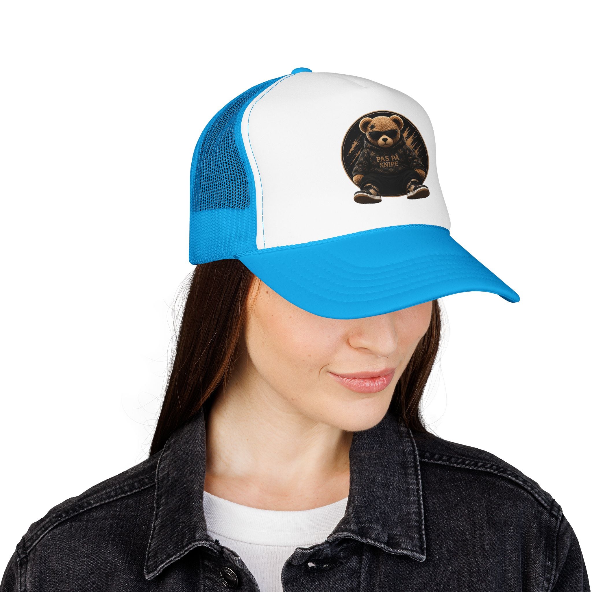 Teddy Bear Trucker Hat — Vintage "Pas de Panier" Patch Cap
