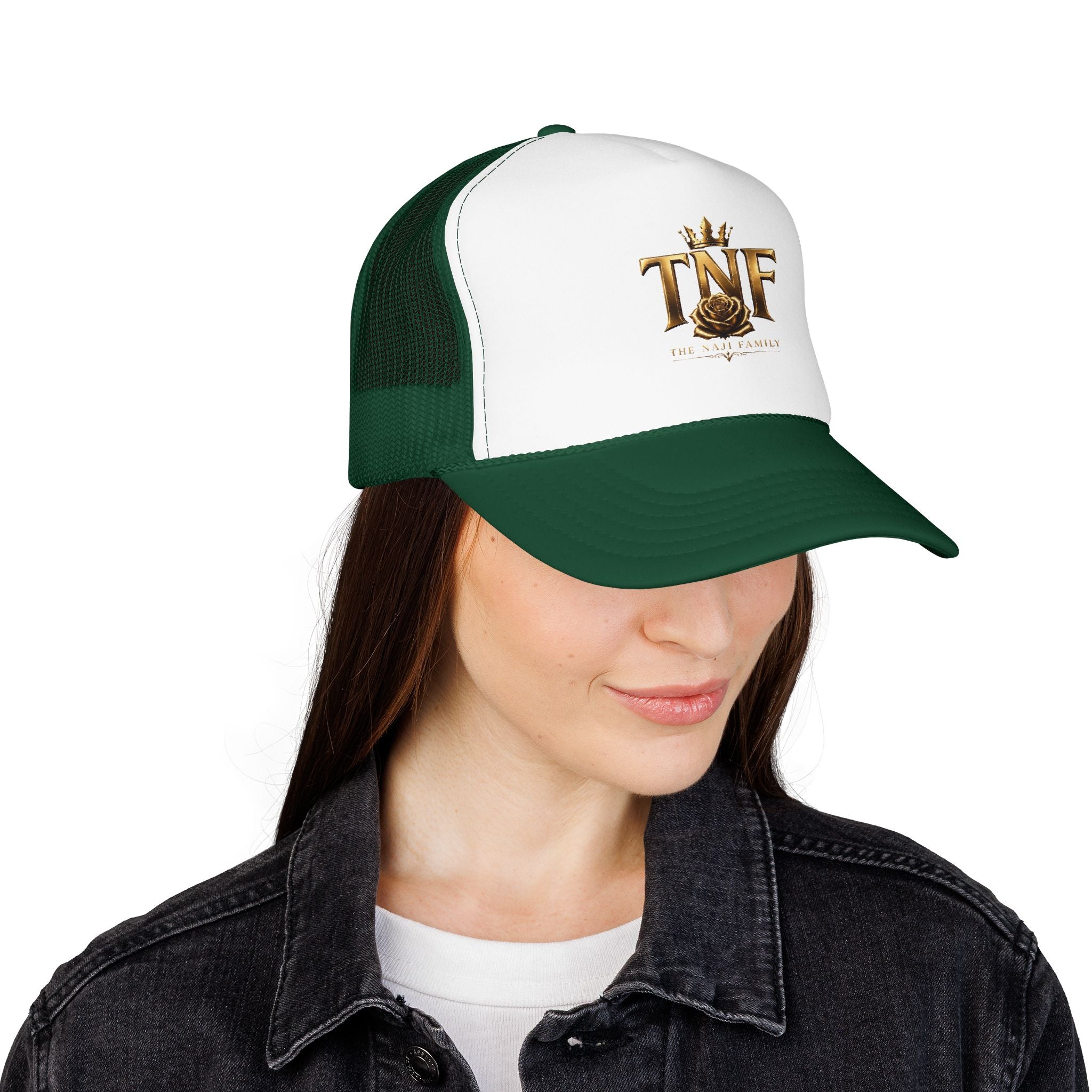 TNF Gold Rose Trucker Hat — The Dark Family Logo Foam Cap