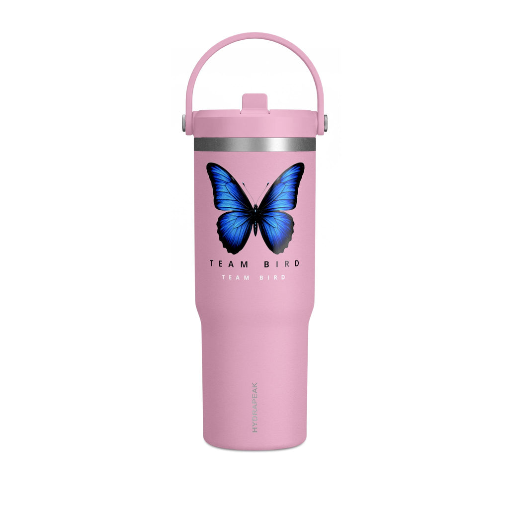 Butterfly Nomad Tumbler 32oz — Insulated Travel Mug with Blue Monarch Design