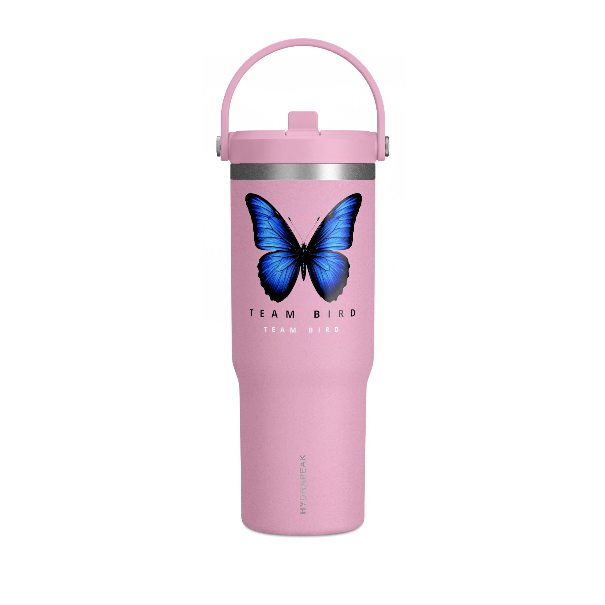Butterfly Nomad Tumbler 32oz — Insulated Travel Mug with Blue Monarch Design