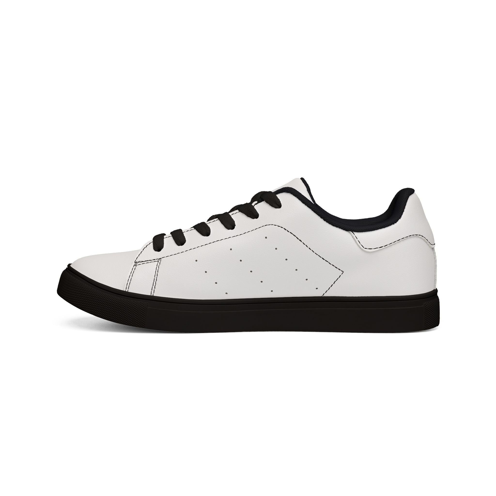 Women's Leather Sneakers — Blue Butterfly Low-Top Fashion Sneakers