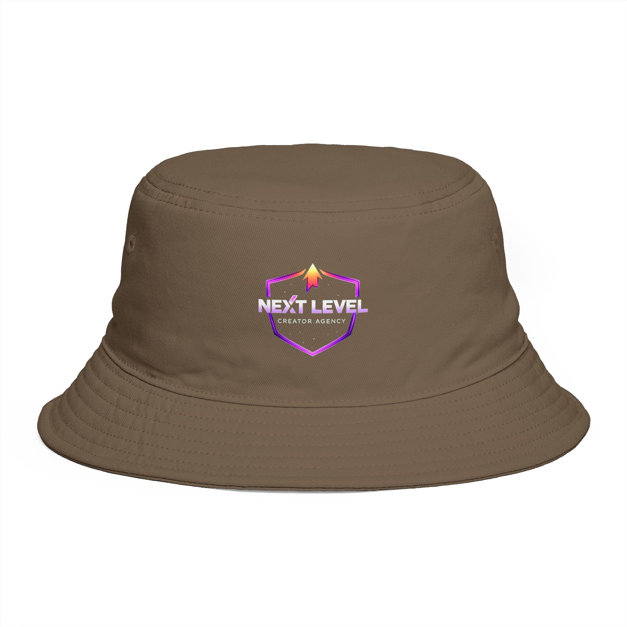Next Level Creation Agency Brown Bucket Hat — Logo Embroidered Streetwear