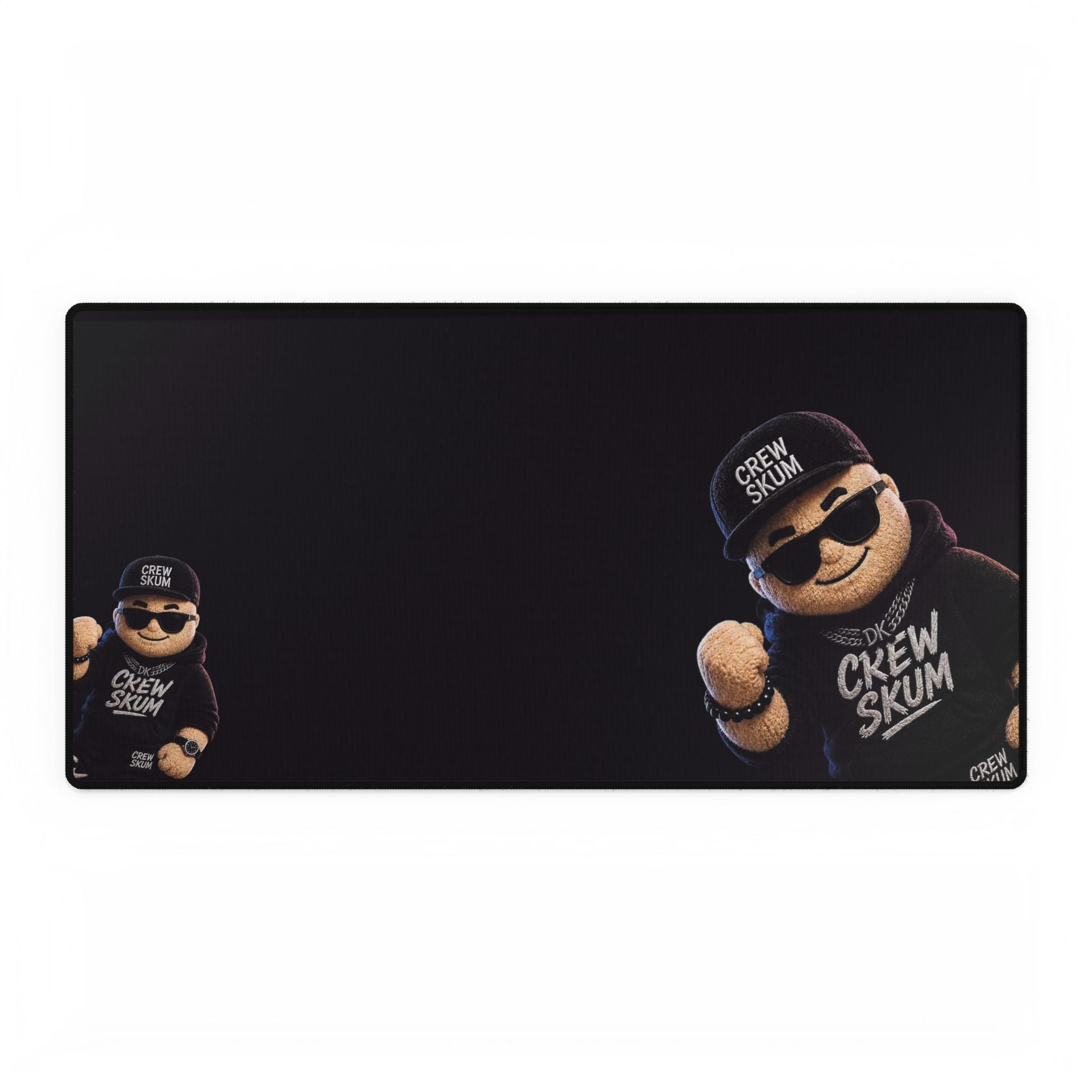 Crew Skum Gaming Desk Mat — Large Black Mouse Pad with Mascot