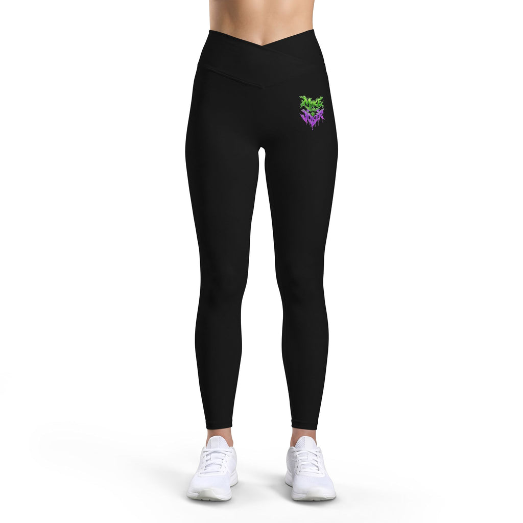 Heart Fox Graphic Leggings — Women’s Black High-Waist Yoga & Casual Activewear