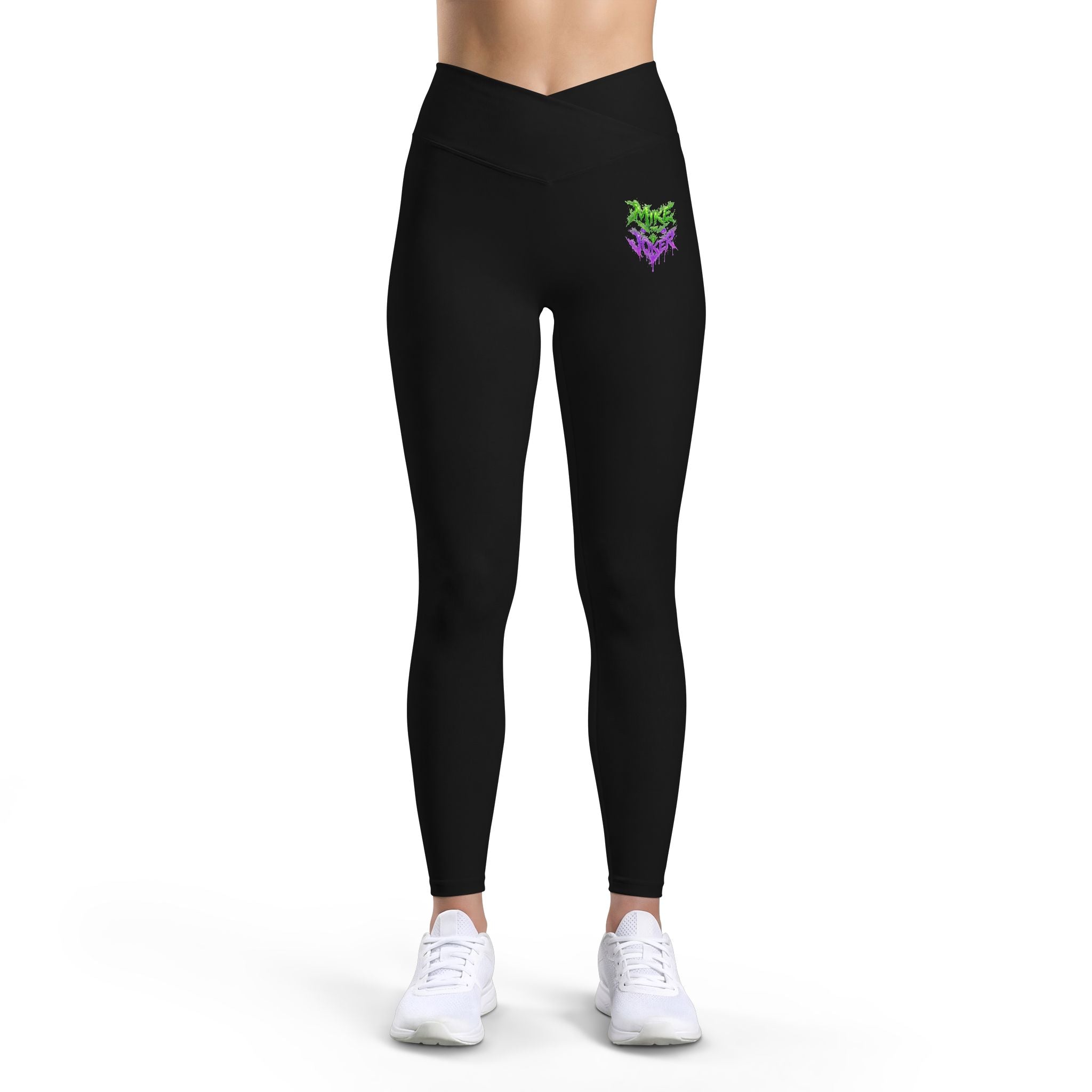 Heart Fox Graphic Leggings — Women’s Black High-Waist Yoga & Casual Activewear
