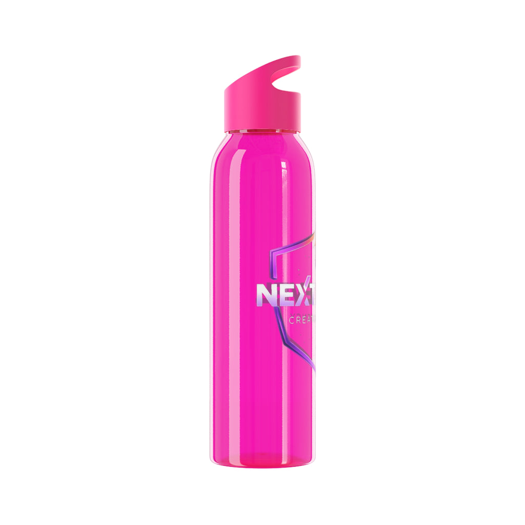 Sky Water Bottle — Clear Bottle with Gradient Arrow Logo (Next Level Creator Agency)