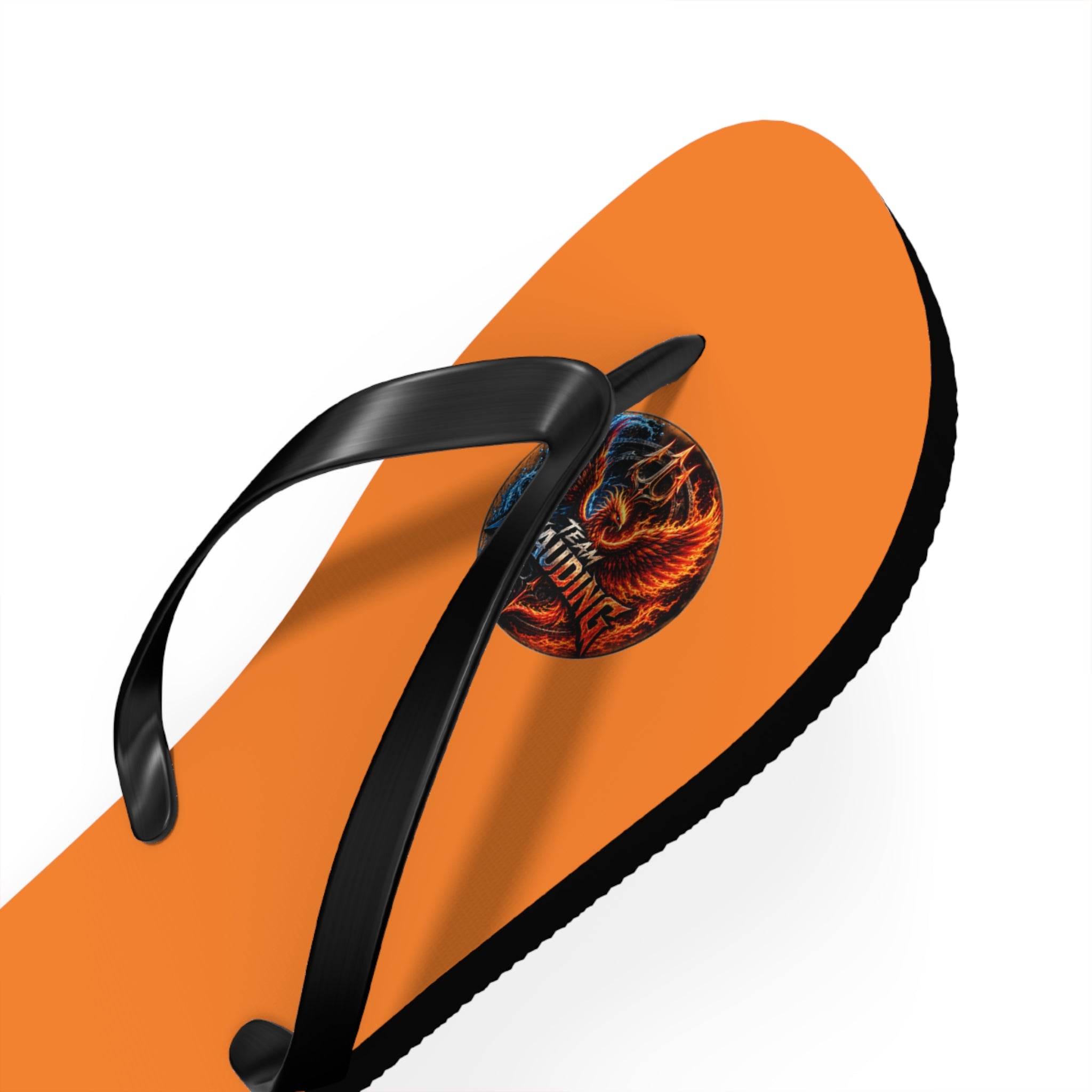 Orange Flip Flops with Small Tribal Sun Accent – Summer Beach Sandals