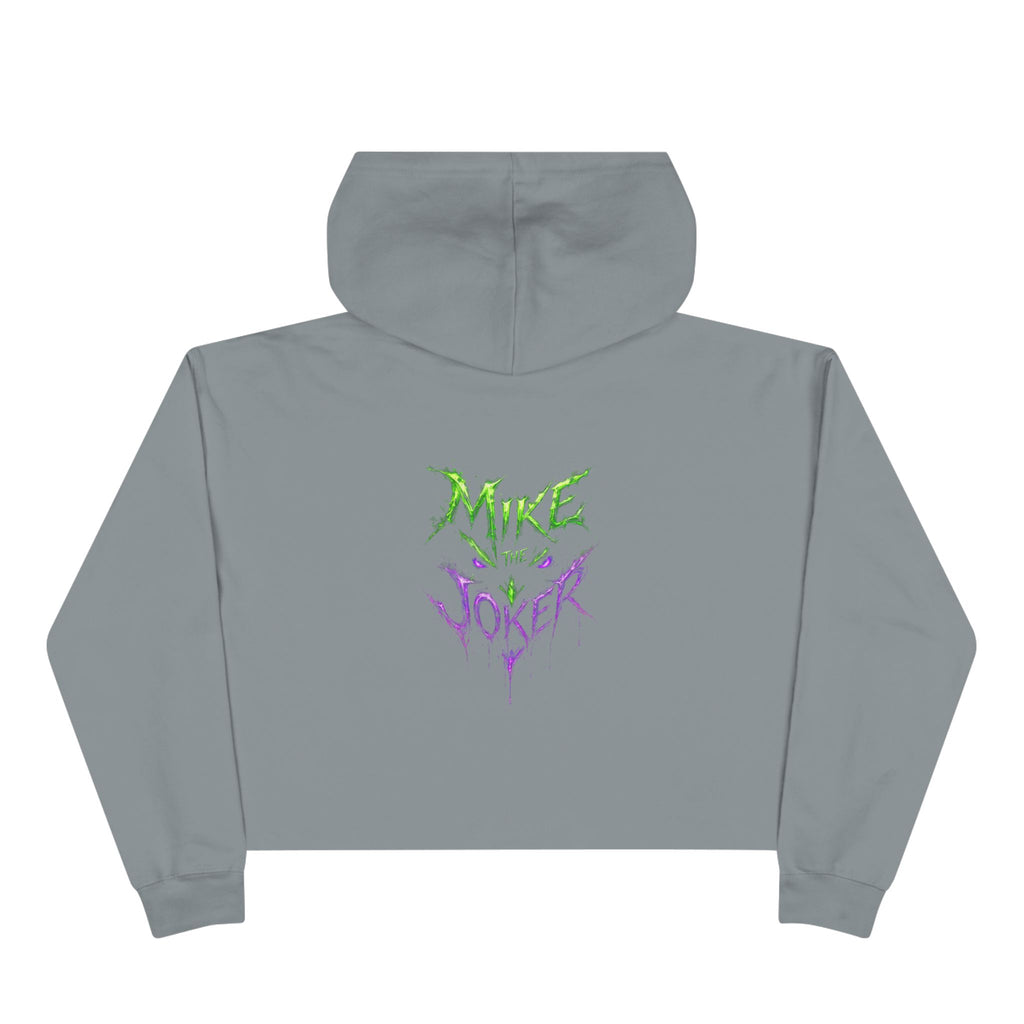 Crop Hoodie — 'Mixe Joker' Minimal Front / Bold Back Graphic Cropped Hoodie