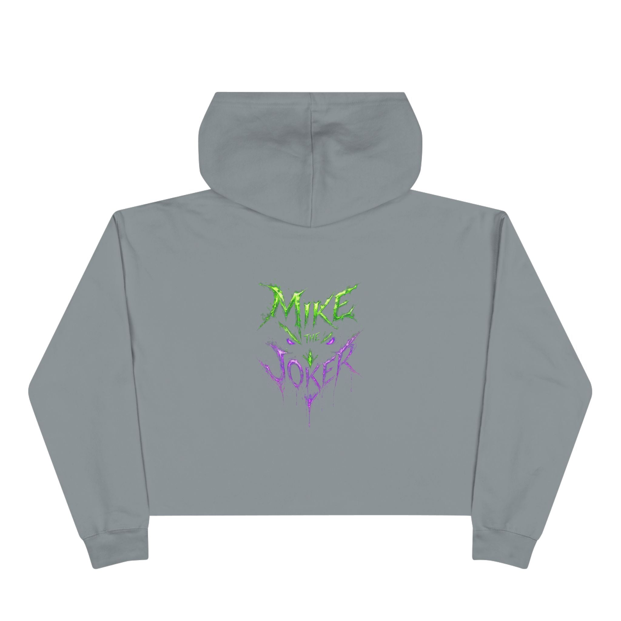 Crop Hoodie — 'Mixe Joker' Minimal Front / Bold Back Graphic Cropped Hoodie
