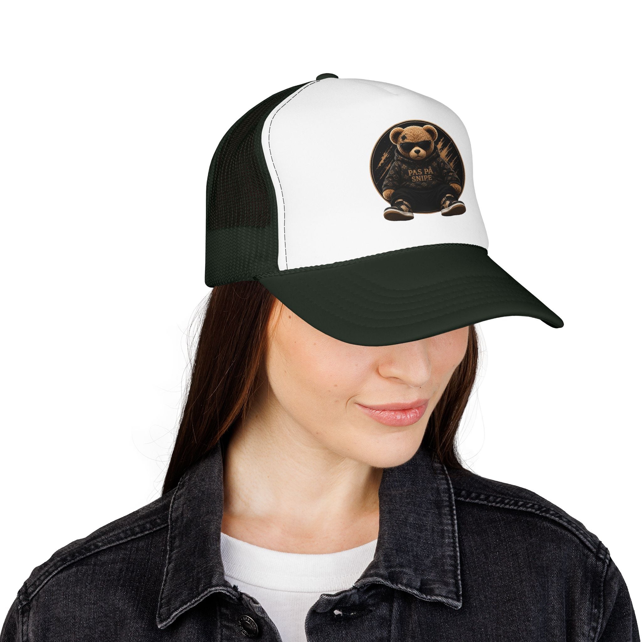 Teddy Bear Trucker Hat — Vintage "Pas de Panier" Patch Cap