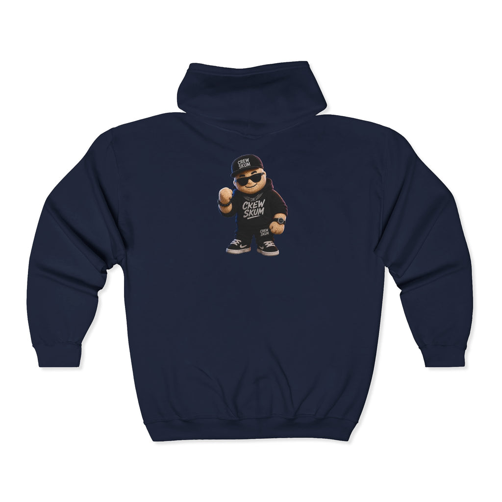 Hip-Hop Character Zip Hoodie — Cool Kid Graphic Full-Zip Sweatshirt
