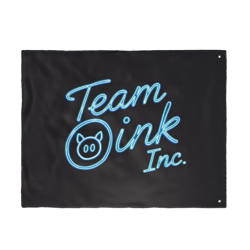 Team Oink Inc. Double-Sided Flag — Neon Script Pig Logo