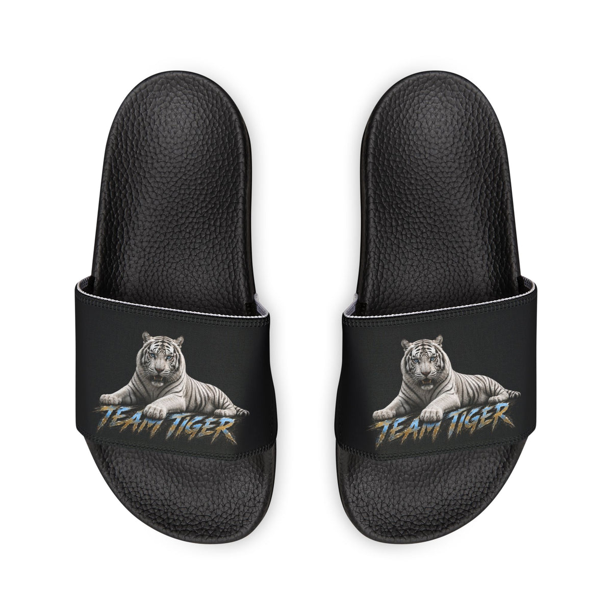 Tiger Graphic Slide Sandals — "Team Tiger" Removable-Strap Men's Slides